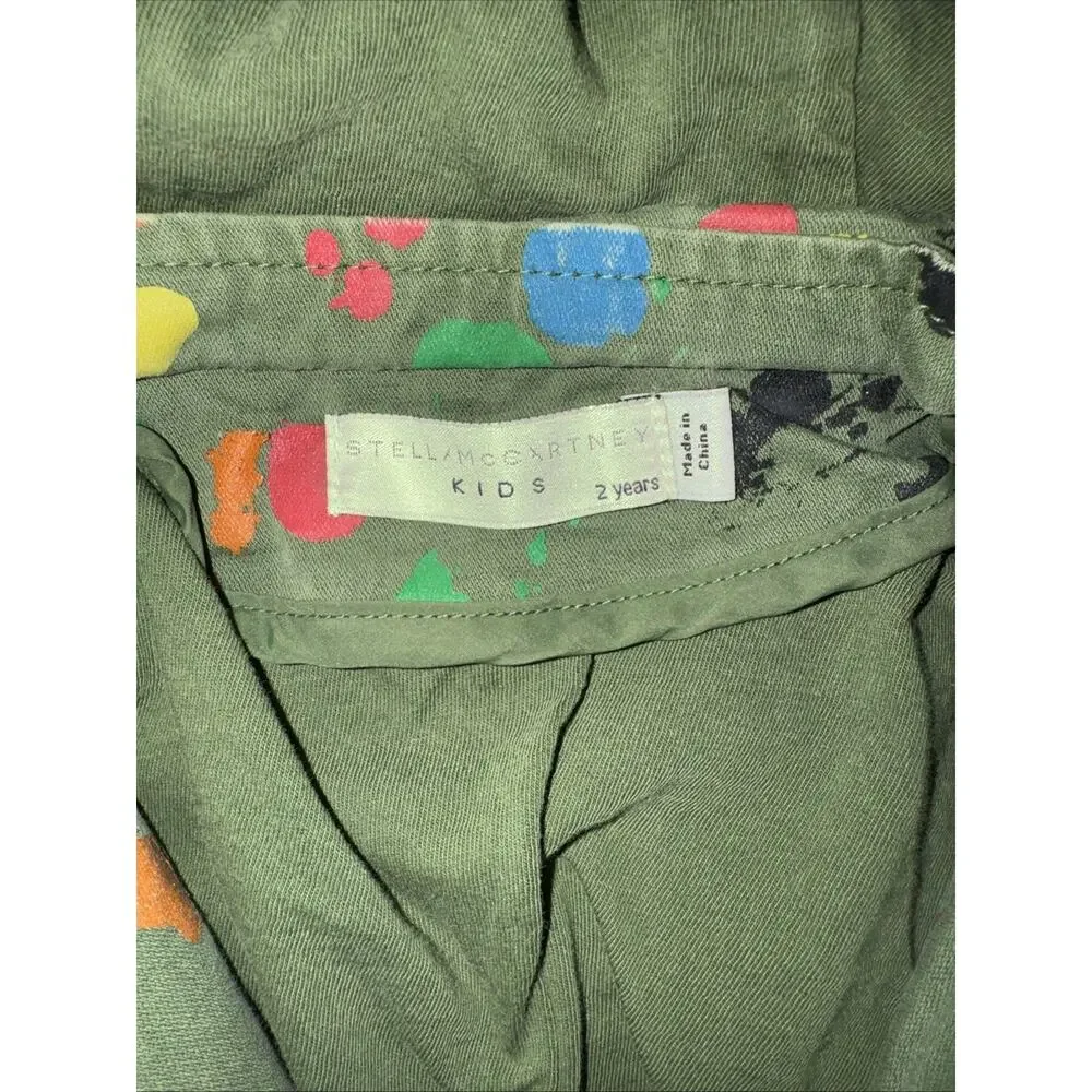 Stell McCartney Kids Military Paint Splatter Jacket Green 2 Years Old 12x16